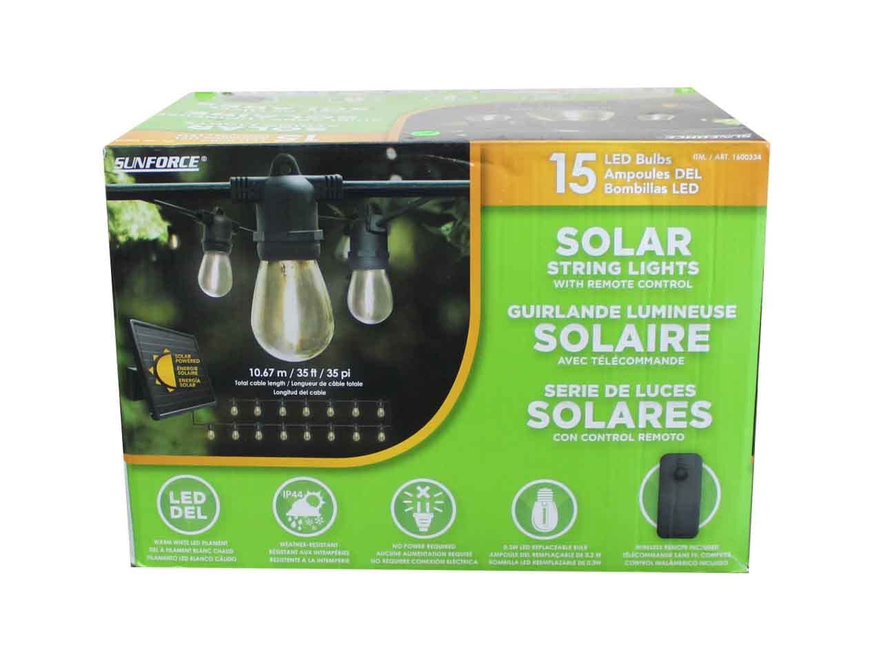 Sunforce 35 Solar LED String Lights with Remote Control