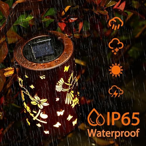 Rumiom Solar Lanterns Outdoor Waterproof, Hummingbird Birthday Gifts For Women Men, Hanging Solar Lantern For Yard, Patio, Porch
