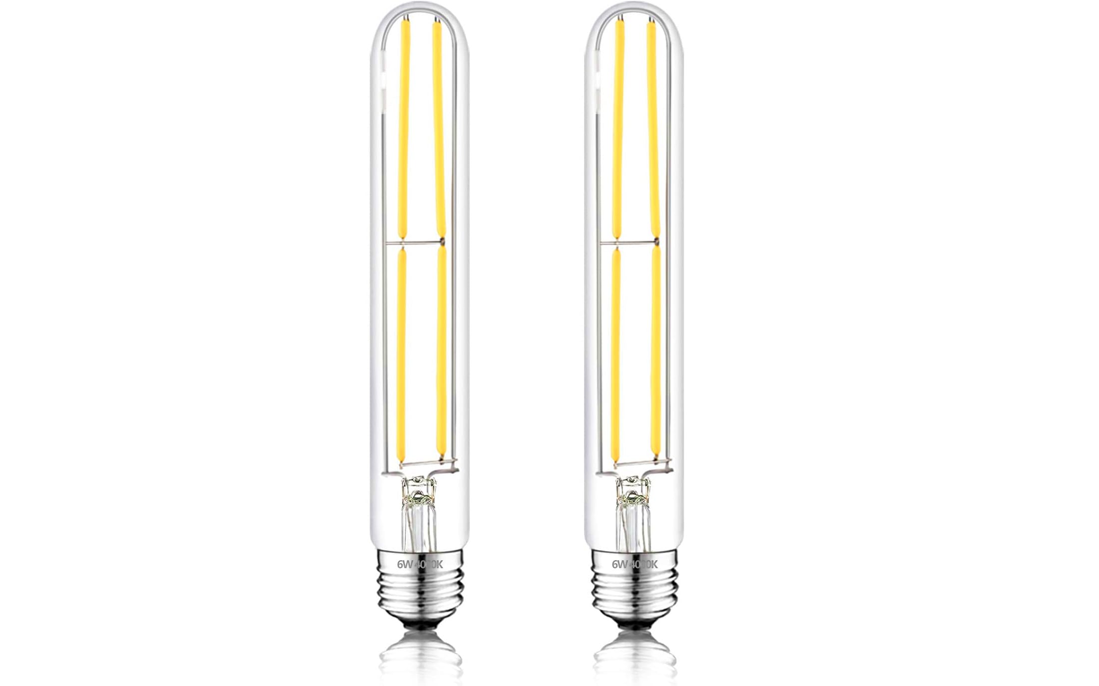 NOVELUX E26 LED Bulb 6W Dimmable 7.3 Inch Clear Glass 4000K Neutral White - 2 Pack
