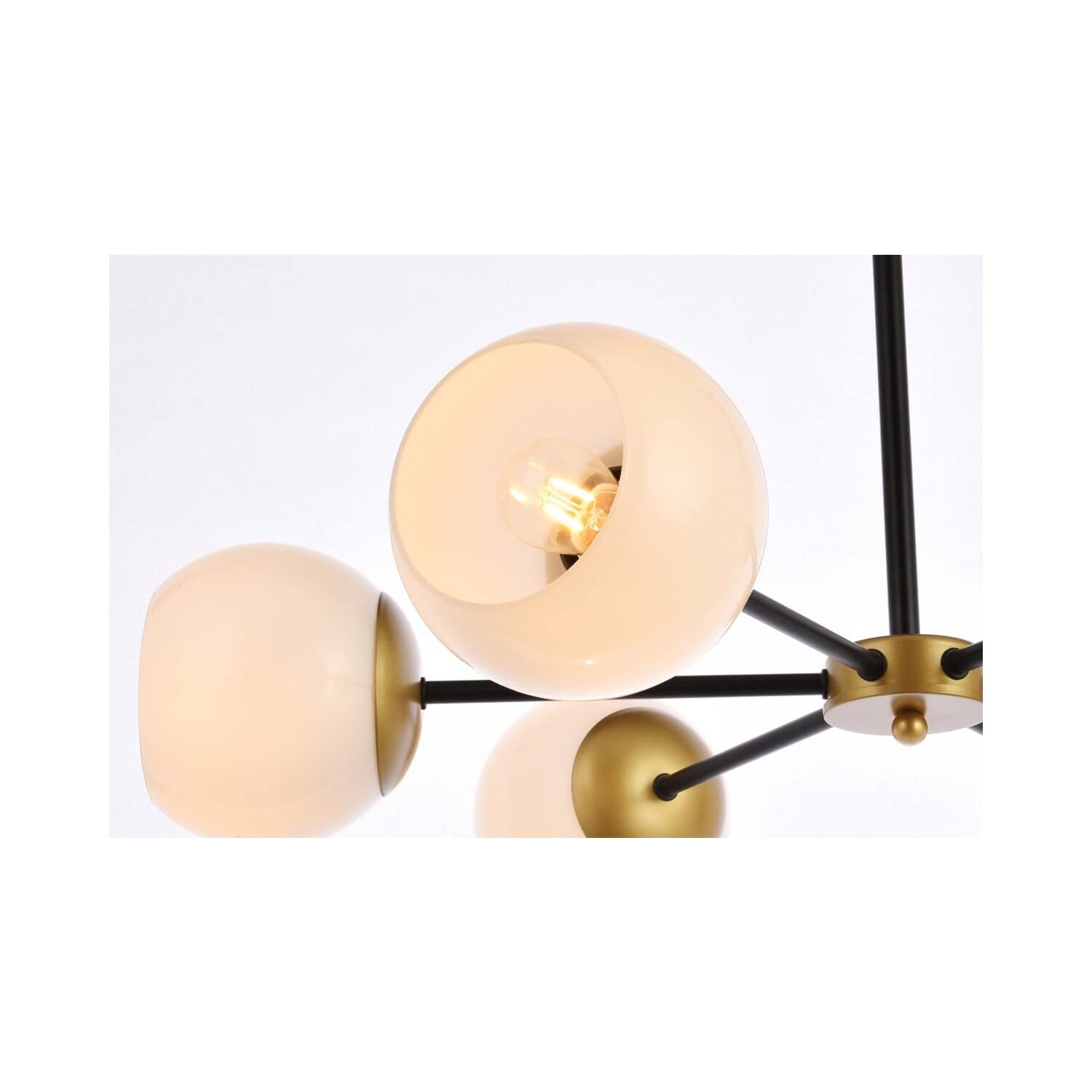 Living District Briggs 6-Light Metal Pendant w/White Shade in Black and Brass