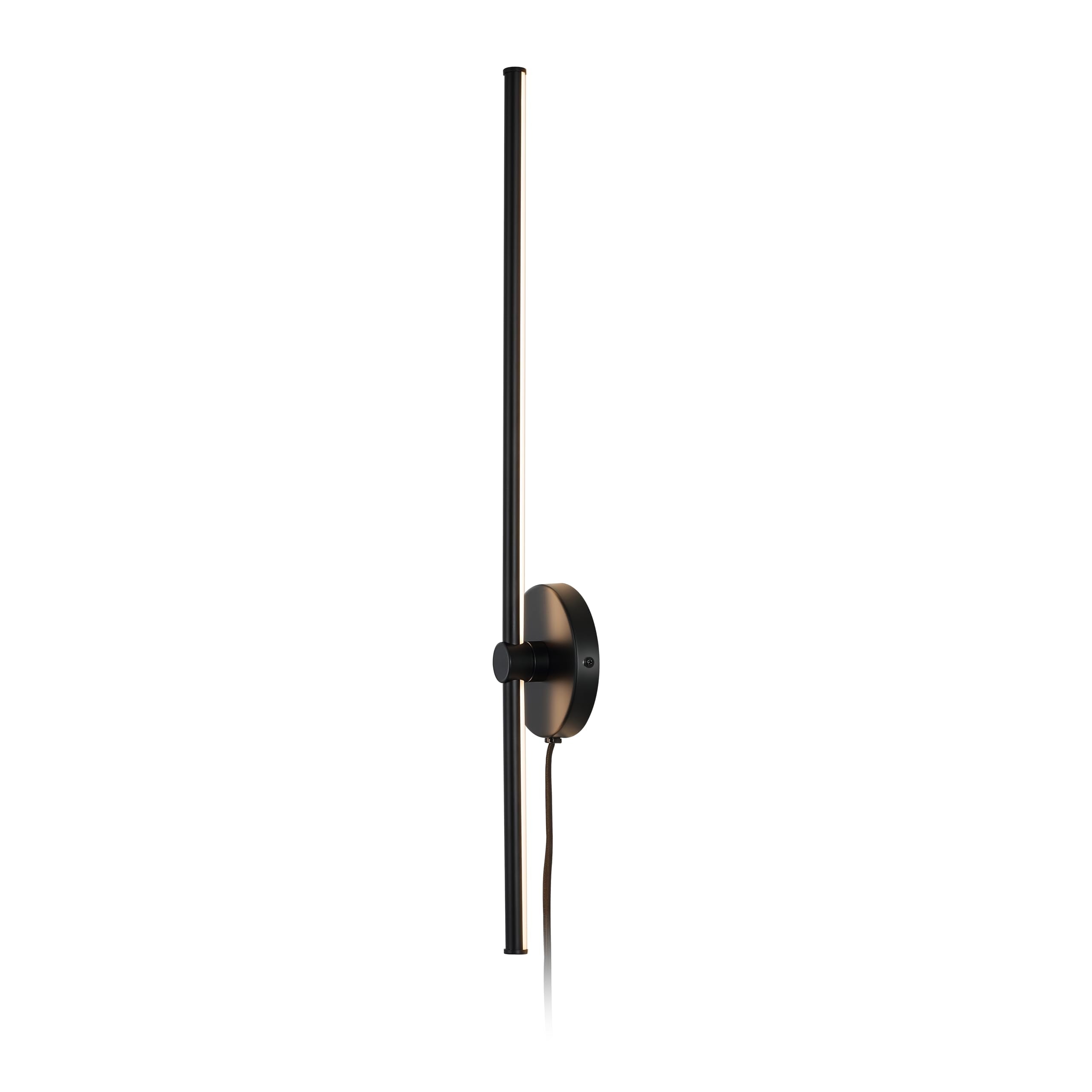 JONATHAN Y 27.25 Black Modern Integrated LED Wall Sconce, Minimalist Plug-in Adjustable Bar Lamp for Bedroom Living Room, Dimmab