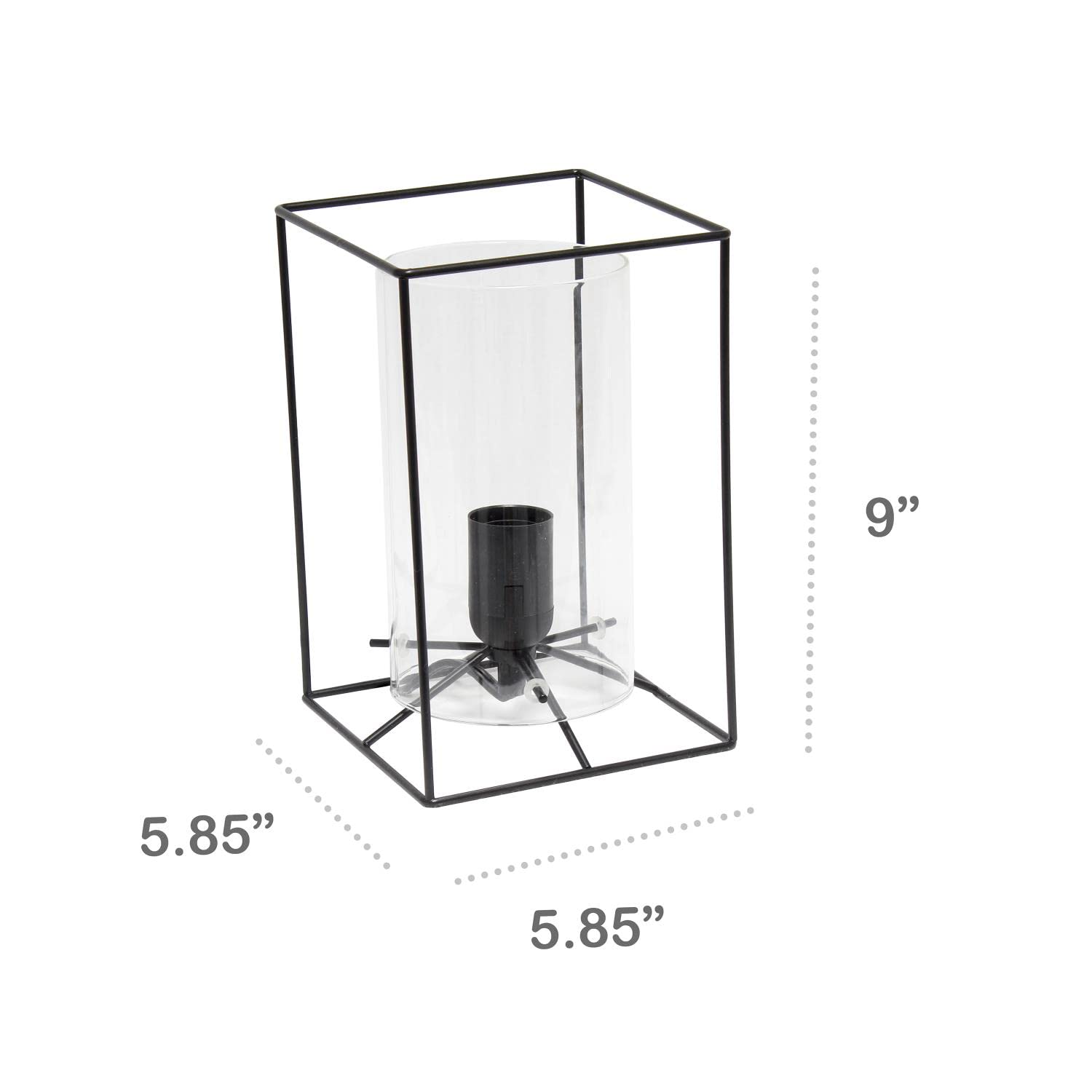 Lalia Home Contemporary Black Framed Table Lamp With Clear Cylinder Glass Shade - Small