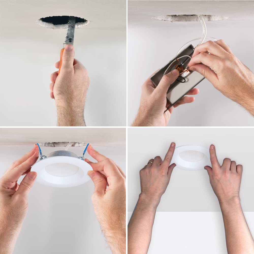 HALO 4-Inch Dimmable LED Recessed Light, Selectable CCT 3000K-5000K, White Trim, Model LTB4069FS351EWHDMR