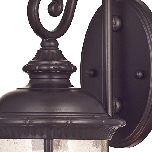 Westinghouse One-Light Exterior Wall Lantern, Steel, Clear Seeded Glass, Black, Oil Rubbed Bronze Finish, Model 6230600, 1 Pack