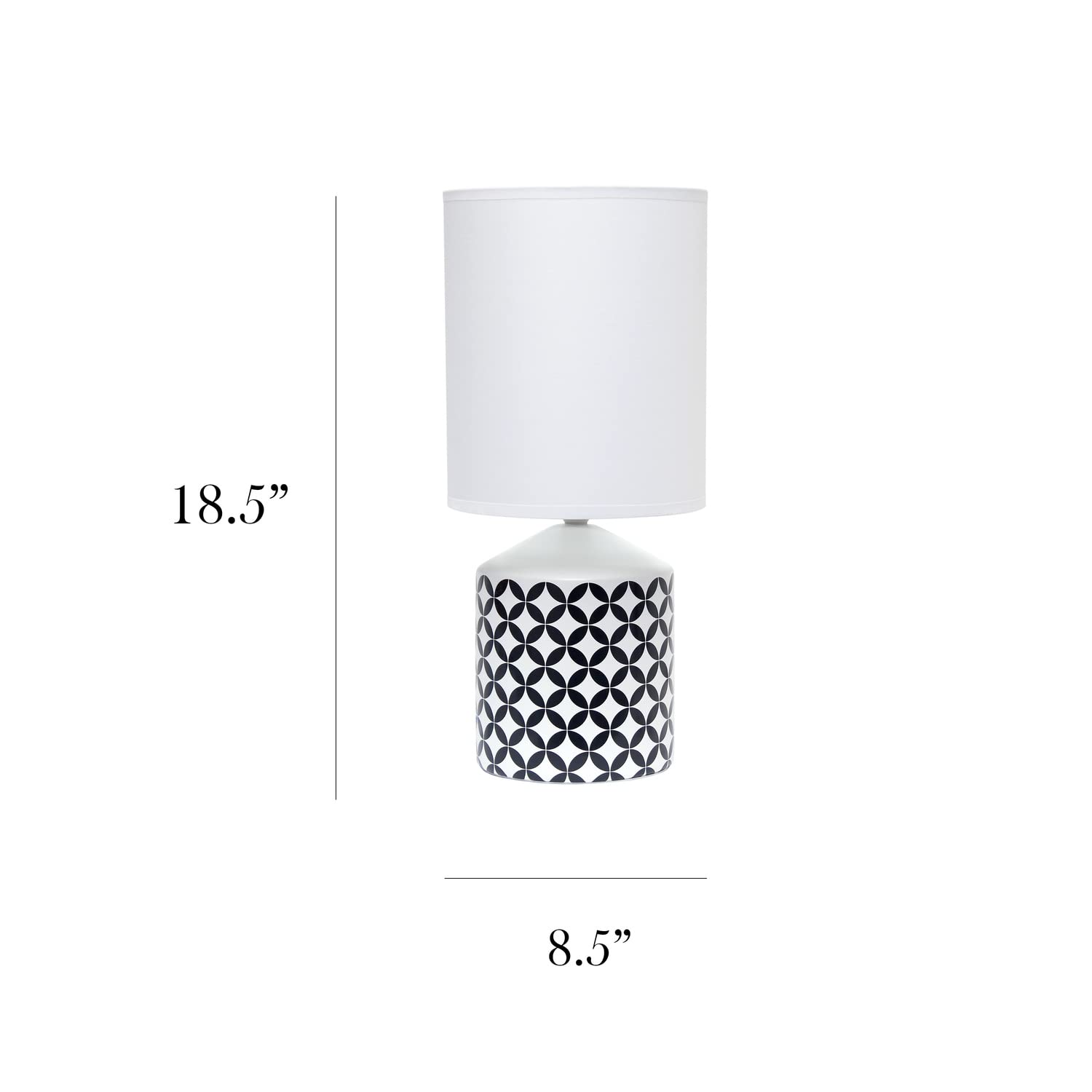 Simple Designs Table Lamp, Coin Diamond Star CrissCross, Ceramic, 8.5inL x 8.5inW x 18.5inH, Black, Model LT2077-COI