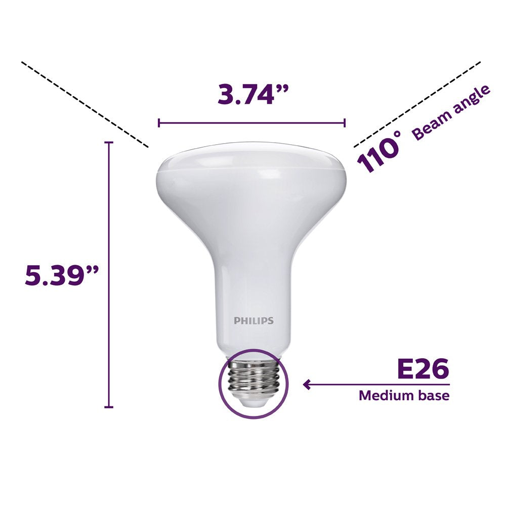 Philips LED BR30 Soft White Dimmable Light Bulb, 9W (65W Equivalent), 650-Lumen, E26 Base, Warm Glow Effect, 1-Pack
