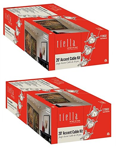 Tech Lighting Tiella 800Cbl5Pn, Accent Electronic Low Volt Surface Track Lighting Kits, 100 Watts Halogen, (Matte Nickel-2 Pack)