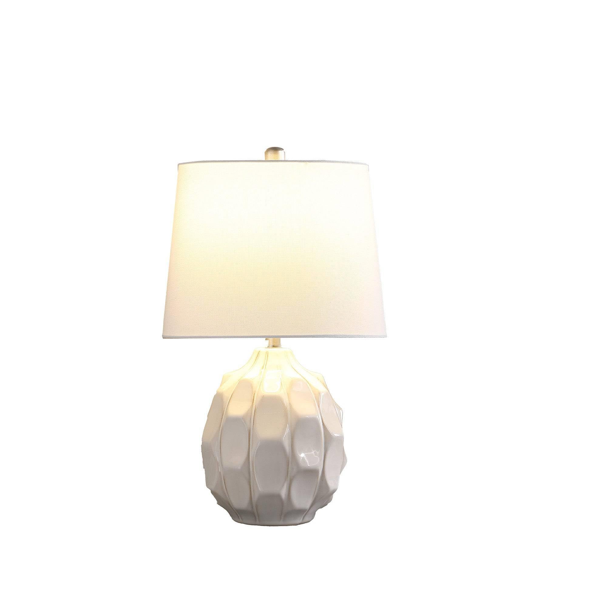 HomeRoots Ceramic Table Lamp, 21.75 x 13 x 13 in., Off White Drum Shade, Model 524251, Cream Finish
