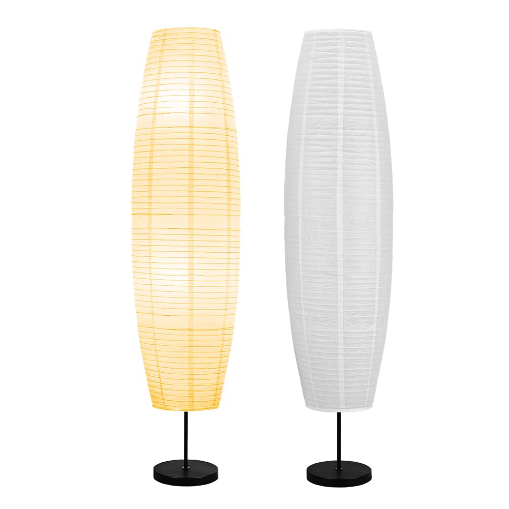 Fosinz Beige Paper & Stainless Steel Floor Lamp For Living Room, Bedroom, Dorm Room, Office, Coffee, College Dorm, Cafe, Bookcas