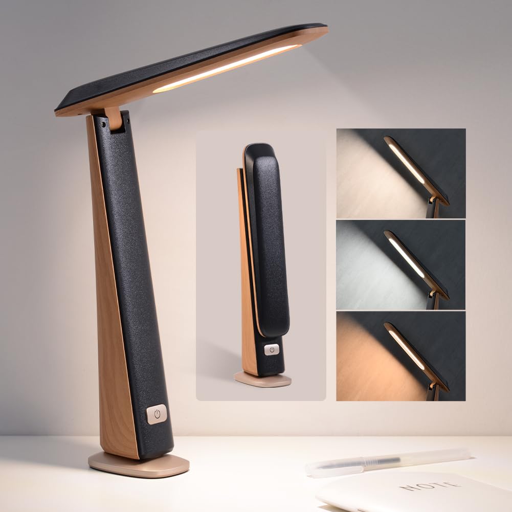 Wilit Foldable Portable Desk Lamp,Battery Operated Rechargeable Lamps Cordless,Eye-Caring Led Table Lamp With 3 Color Temperatur