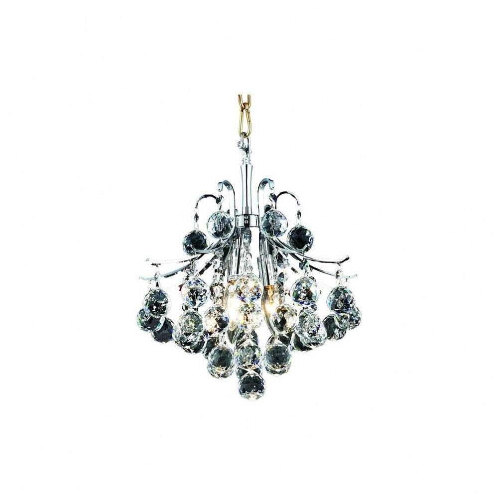 Elegant Lighting Home Decorative Toureg 3-Light Chrome Pendant Lamp with Royal Cut Clear Crystal, 12 Dia x 12 H