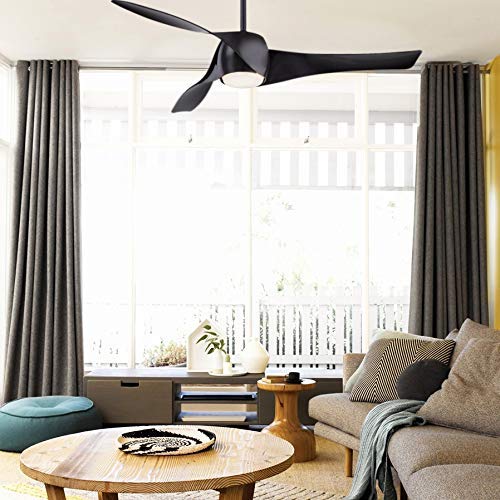 MINKA-AIRE F803DL-BK Artemis - 58 Inch Smart Ceiling Fan with Light Kit, Black Finish with Black Blade Finish with Etched Opal G