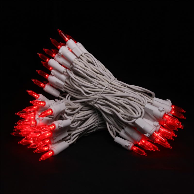 Red Led Christmas Lights - 100 Count Red Christmas String Lights For Tree  Party  Bedroom  Wedding  Indoor And Outdoor Valentines Day Decorations  33 Feet White Wire  Ul Certified  Connectable
