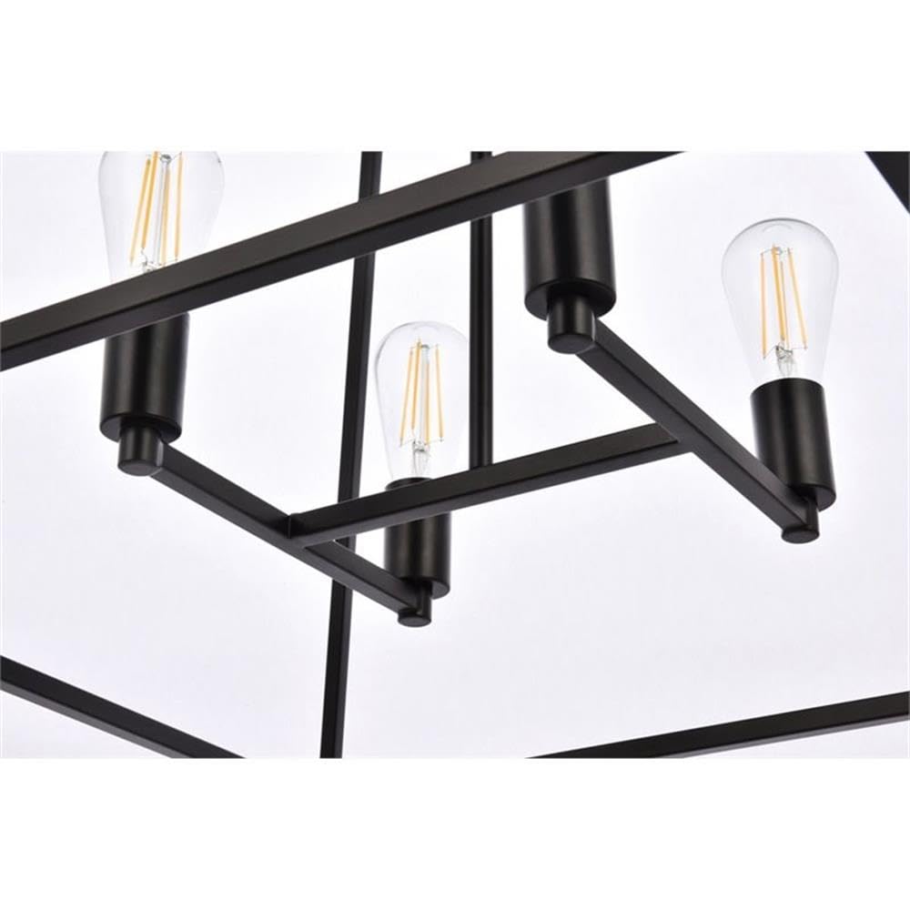 Living District Declan 4-Light Farmhouse Metal Pendant in Black