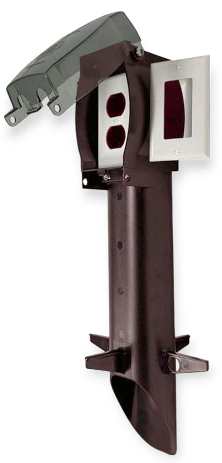 iMBAPrice GPD19BR-1 Brown Low-Profile Garden Post Enclosure, 19.5 Weatherproof Outdoor Electrical Outlet Stake with Cover for La