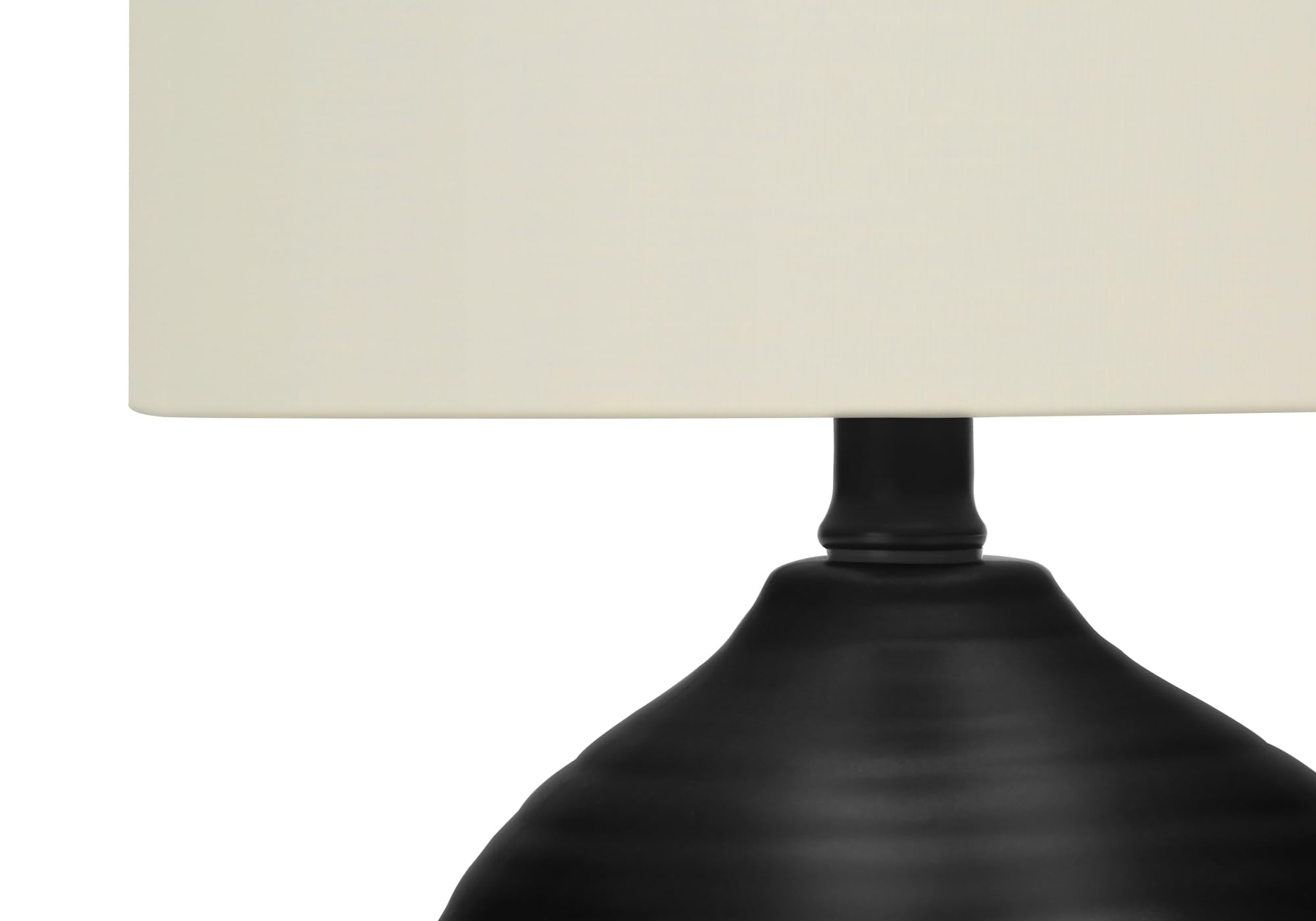 Monarch Specialties Table Lamp I 9739, Black Ceramic, Ivory/Cream Shade, 9.5inL x 9.5inW x 16.5inH