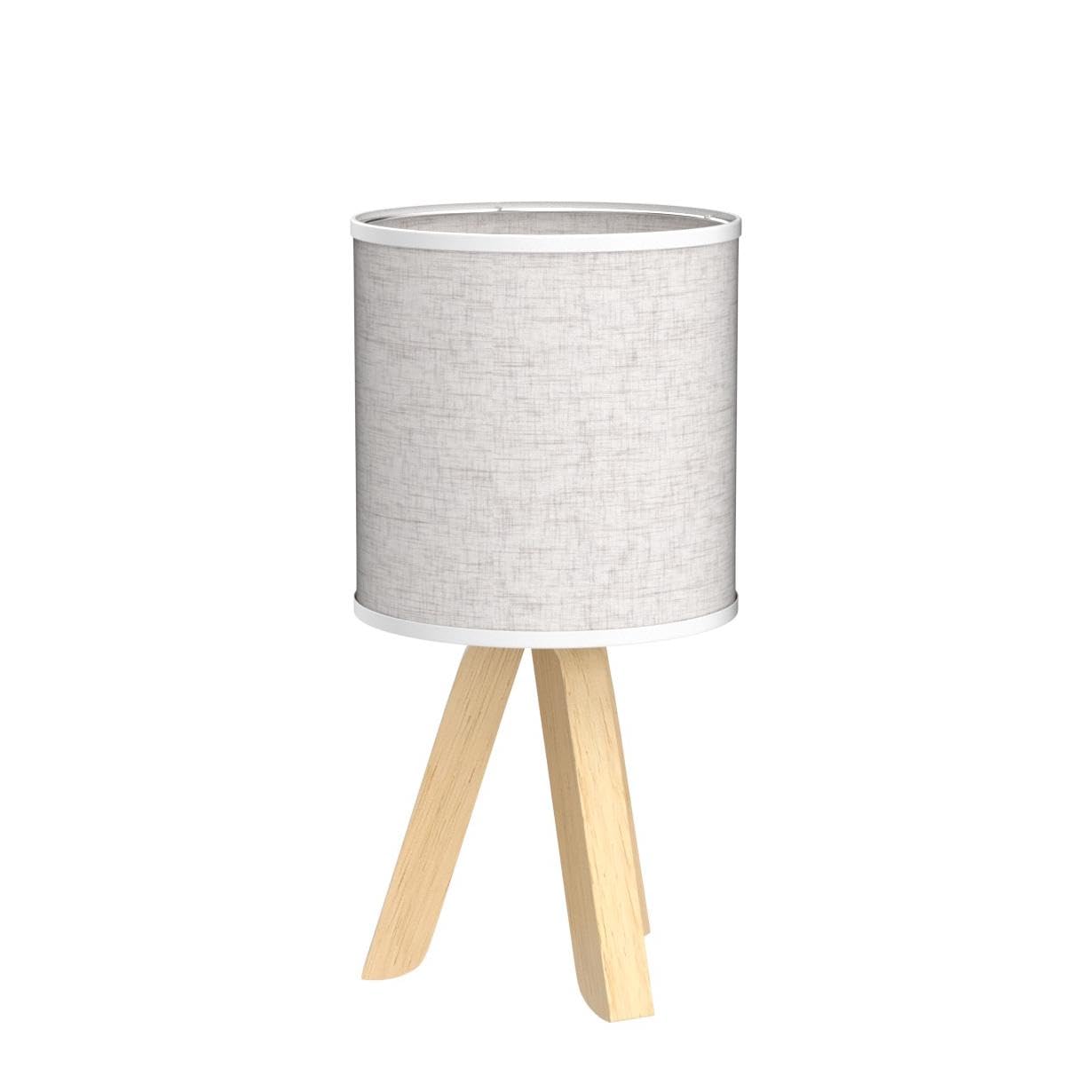 Haitral Small Wooden Tripod Table Lamps Set Of 2 With Linen Shades For Bedroom & Living Room