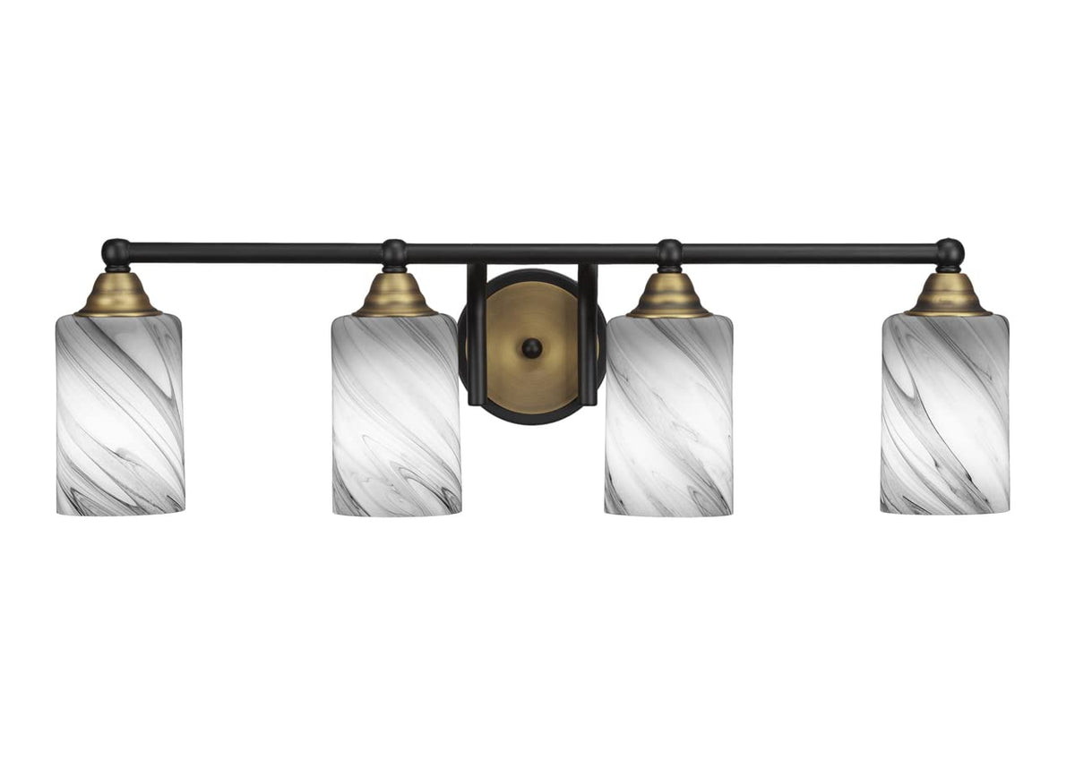 Toltec Lighting Paramount 4 Light Bath Bar In Matte Black & Brass (3424-Mbbr-3009)