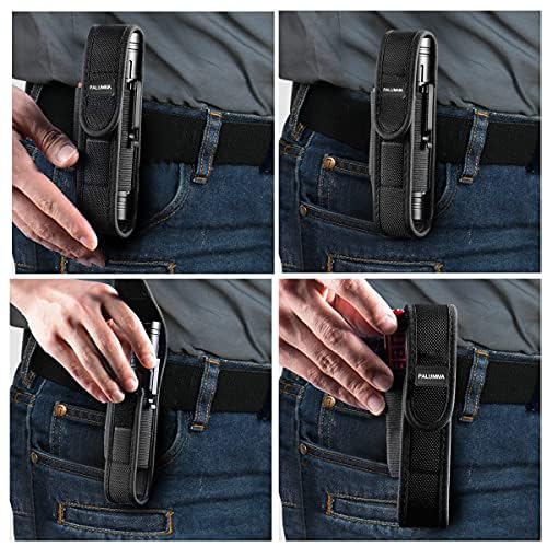 PALUMMA Nylon Flashlight Pouch Holster with Carabiner, Fits Flashlights Up to 7 inches, Black, Model ???
