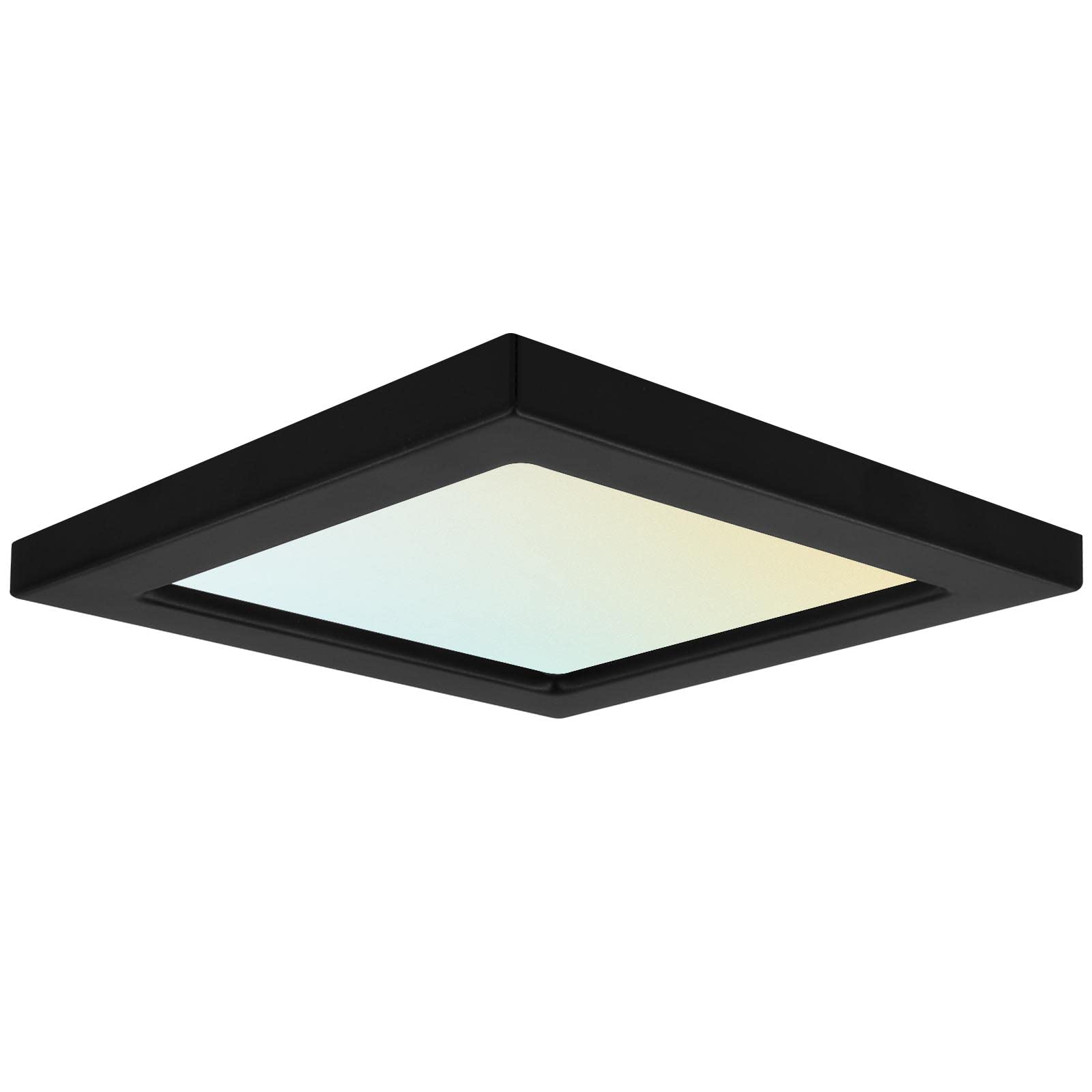 LUXRITE 4 Inch Square LED Flush Mount Ceiling Light, 10W, 3 Color Selectable (3000K/4000K/5000K), Dimmable, Black