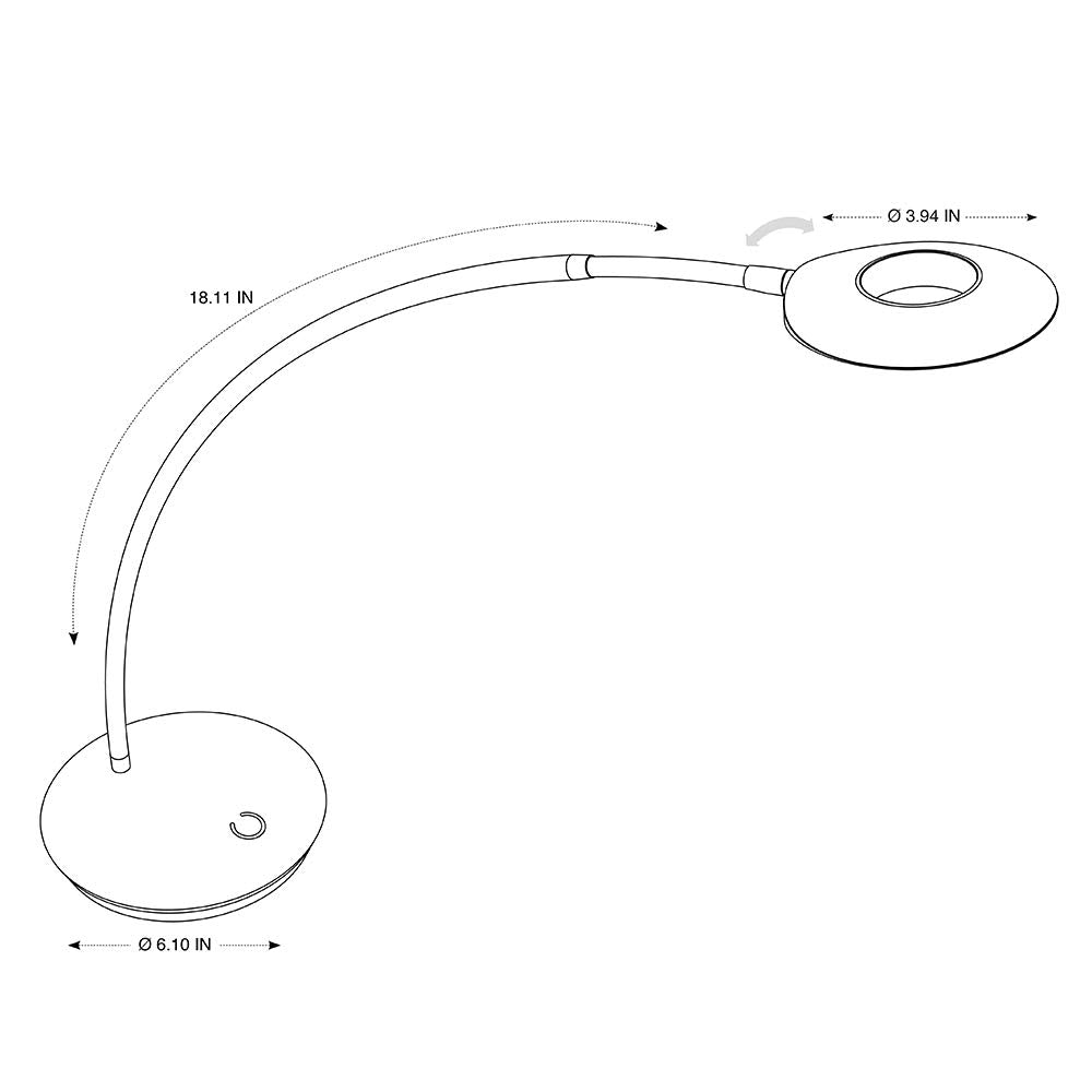 Alba Aero Led Desk Lamp With Touch Dimmer, Black (Ledaero N)