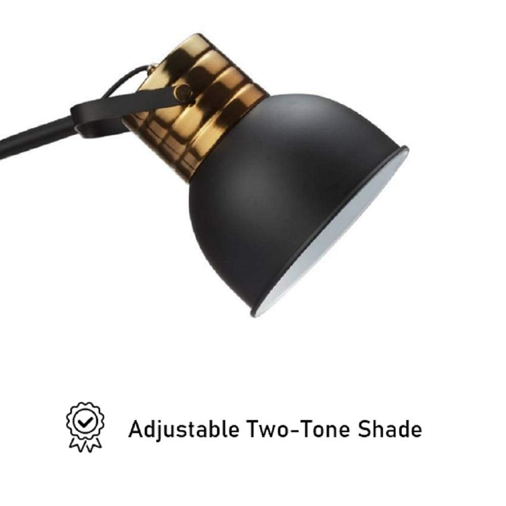 Sh Lighting 24.5'' Metal Table Desk Lamp - Vintage Industrial Style Arching Design, Features Adjustable Two-Tone Shade And Base-