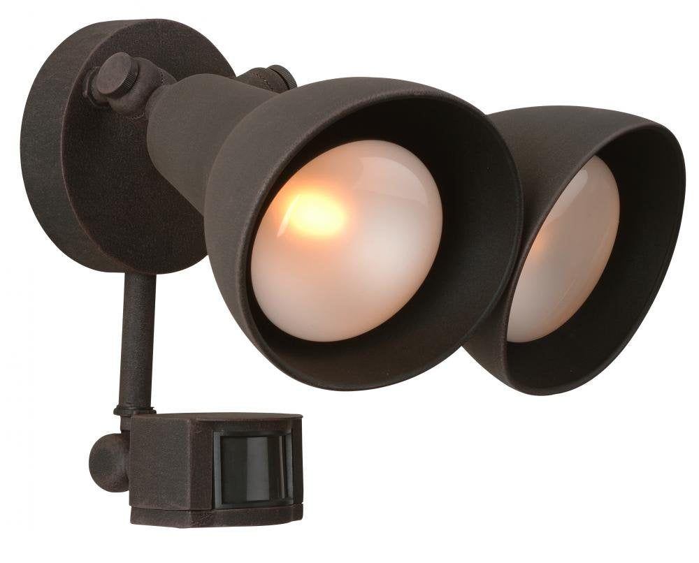 Craftmade Z402PM-RT Outdoor Flood Light with Motion Sensor, 2-Light, 200W, Rust Finish