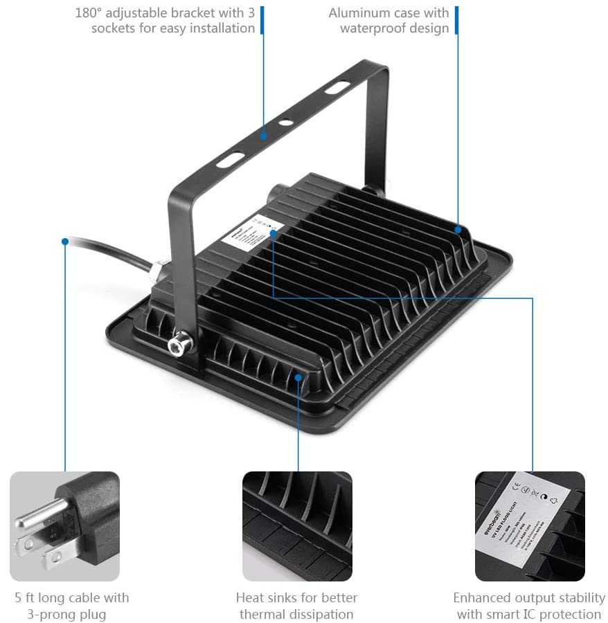 Everbeam 395Nm 50W Uv Led Black Light - Waterproof Ultraviolet Flood Light For Parties & Decor