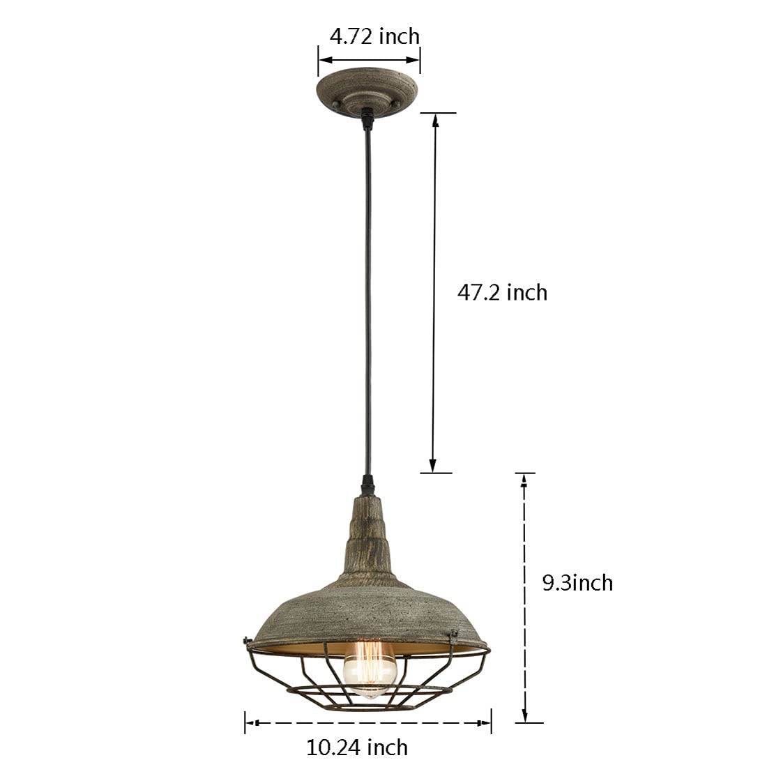 HOLKIRT Vintage Metal Cage Pendant Light Fixture - Stained Finish, 1-Light, Ideal for Barn or Rustic Decor