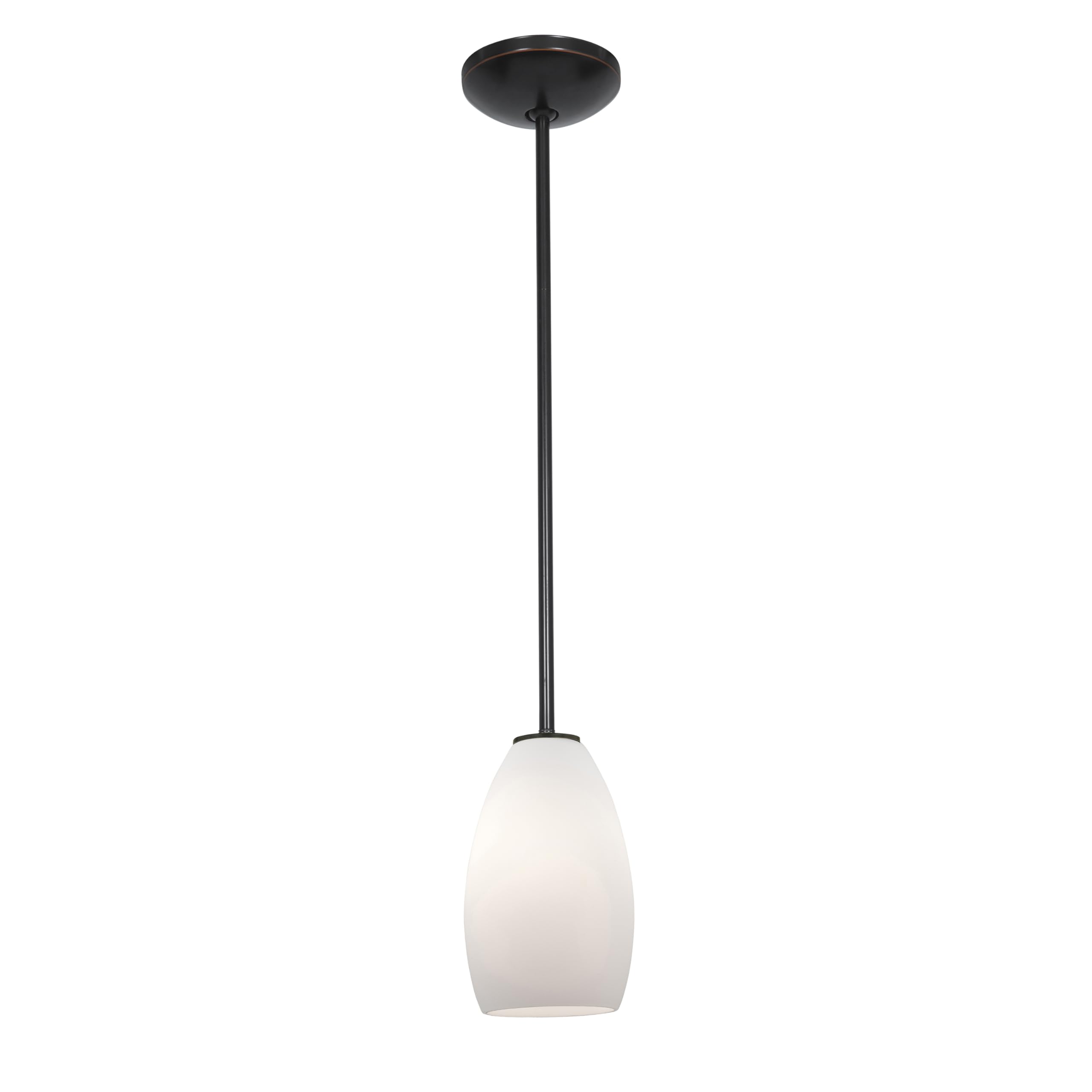 Champagne Glass Pendant - 1-Light Pendant - Rods - Oil Rubbed Bronze Finish - Opal Glass Shade