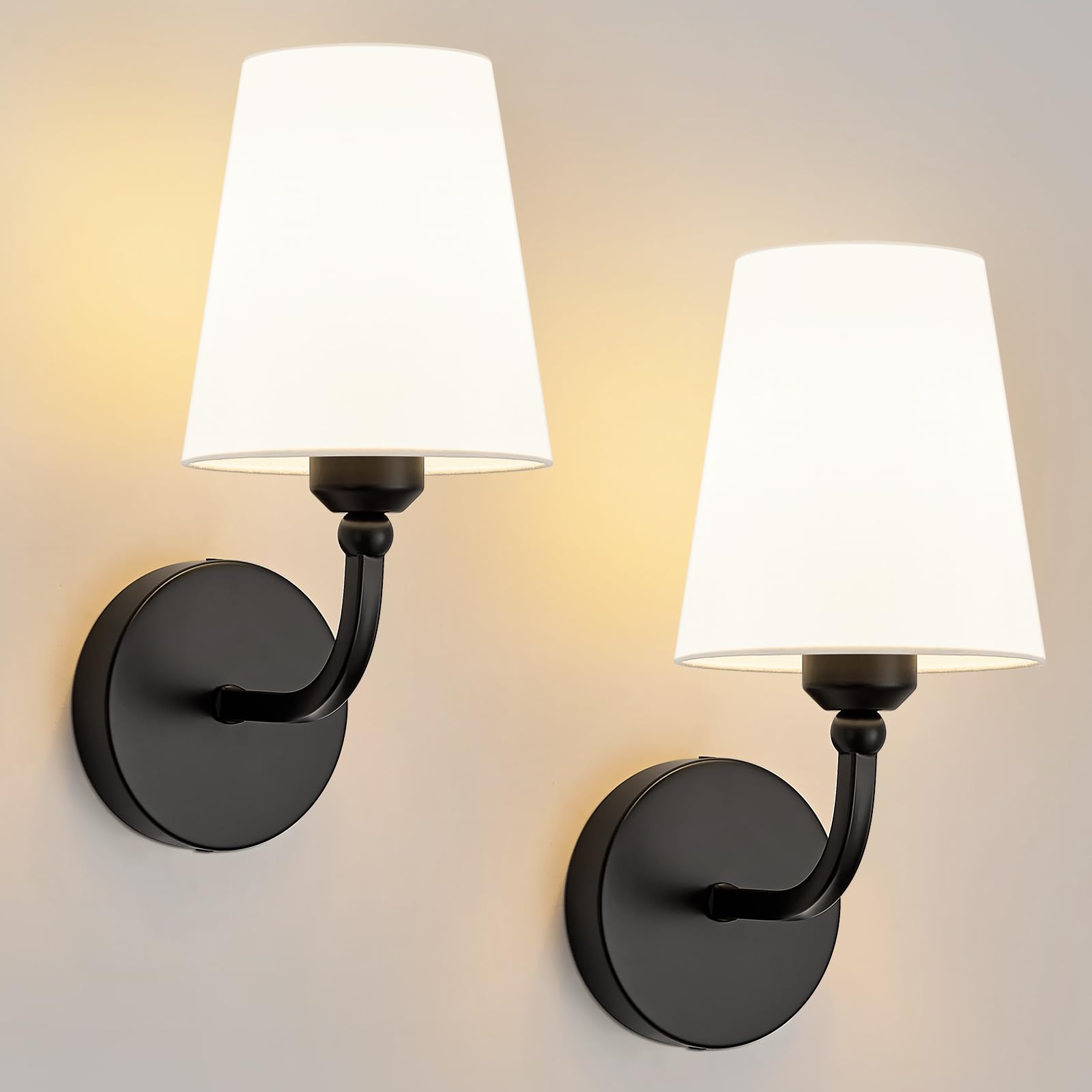 Kvhiiw Modern Bathroom Vanity Light, Matte Black Bathroom Light Fixtures, Set of 2 Lighting Fixtures Over Mirror, Modern Wall Sc