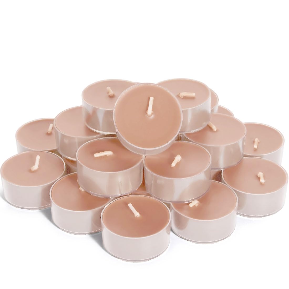 DEYBBY Natural Velvet Wood Scented Soy Wax Tealight Candles Bulk  Aromatherapy Elegant Tea Candle Set of 24-4 Hour Burning Great Gift