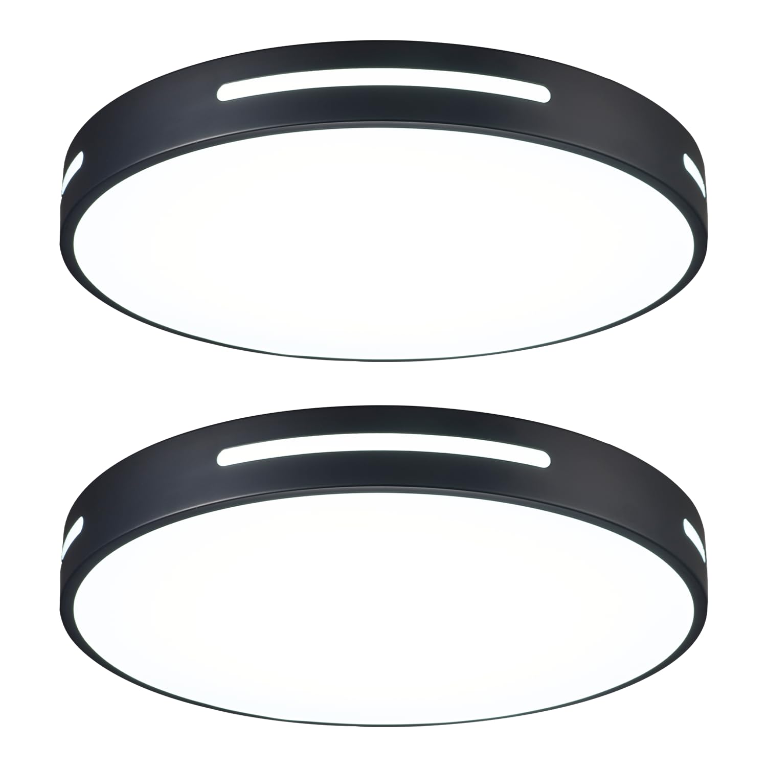 Wheatronic 15 inch LED Flush Mount Ceiling Light Fixture Set of 2, 36W Dimmable Kitchen Lighting Fixtures Ceiling LED, Black Lig