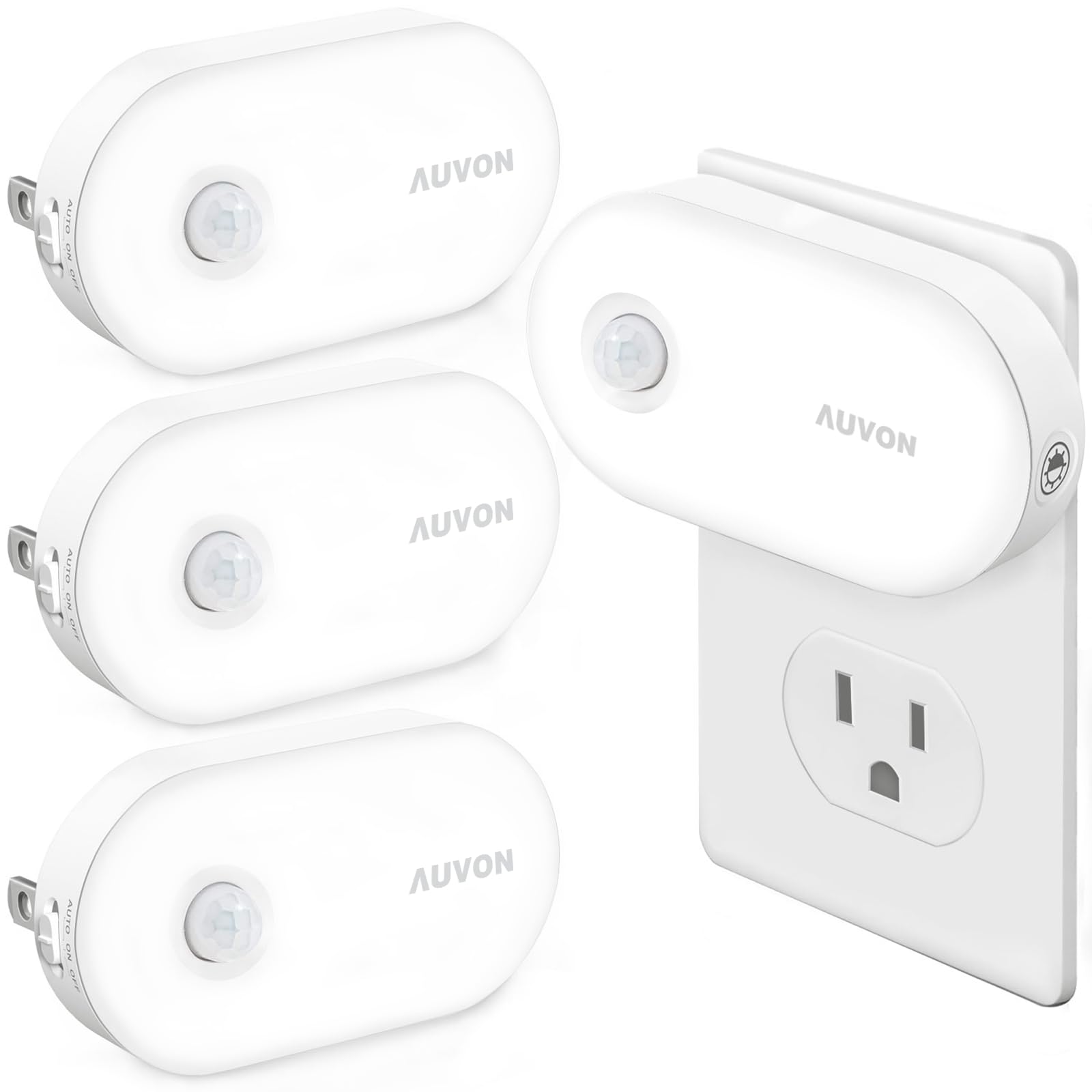 AUVON Night Light Plug in, Bright Motion Sensor Night Light (120 Lumens), Dimmable Cool LED Night Lights Plug Into Wall, 1-120lm