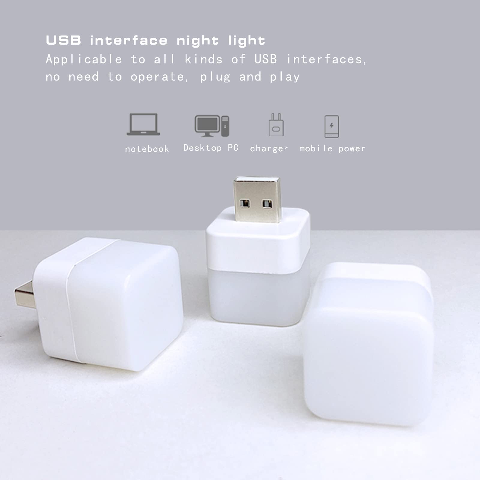 YCeru Flexible LED Ambient Light, Mini USB Night Lights,Plug in LED Bulb,Emergency Lighting,Compact,Ideal for Bedroom,Bathroom,N