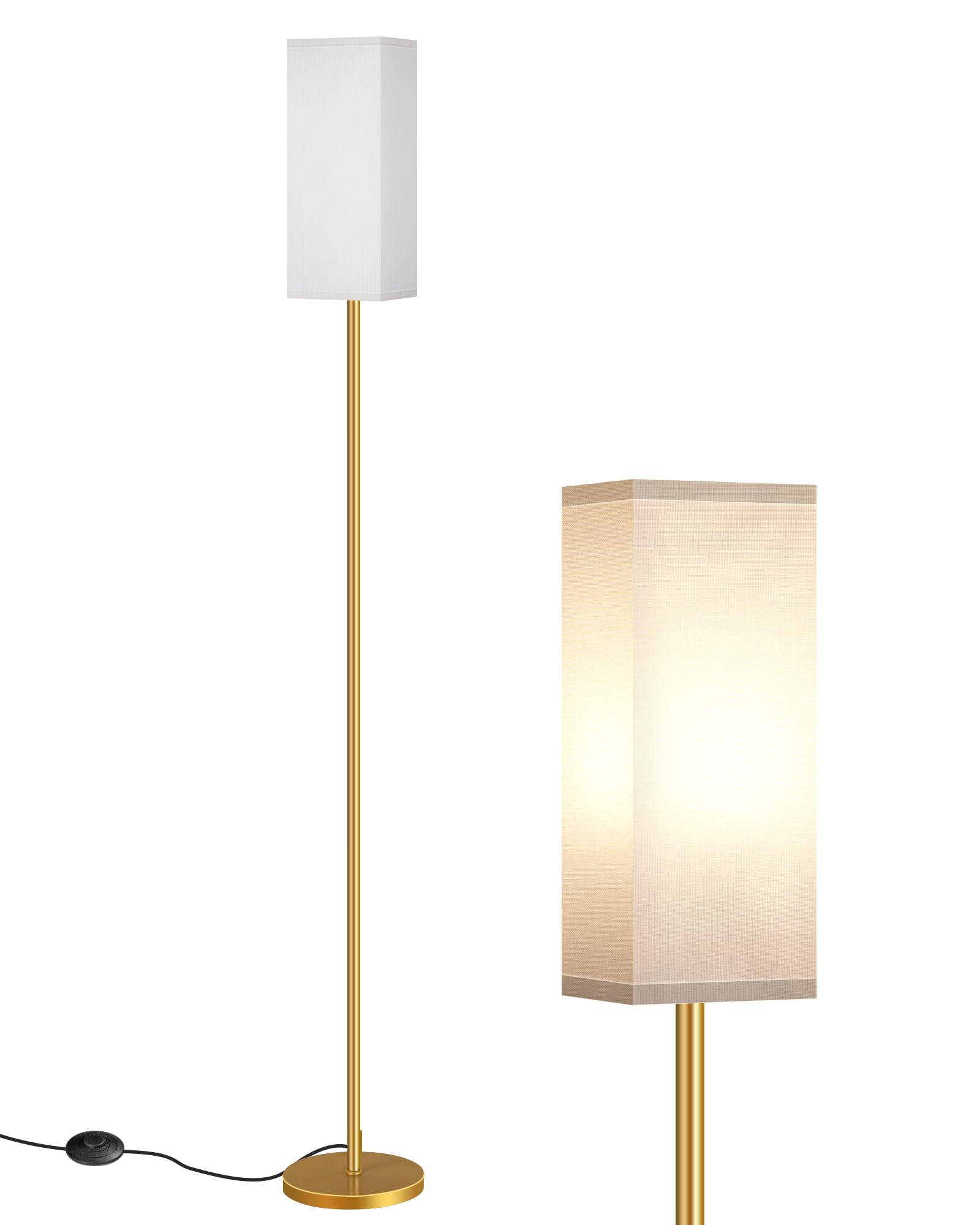 GOEBLESON Floor Lamp, Pole with Foot Switch, Modern Standing Lamp Lampshade, Minimalist Freestanding Lamp (Bulb Not Included), f
