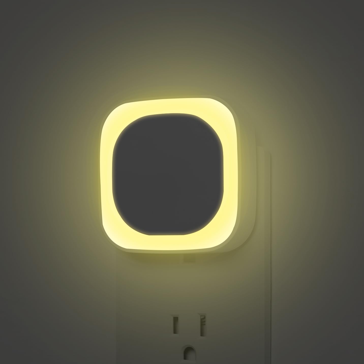 YUNLEX 4 Pack Plug in Dimmable Night Lights, Soft Warm White, Auto Dusk to Dawn Sensor, Square Nightlights for Bathroom, Hallway