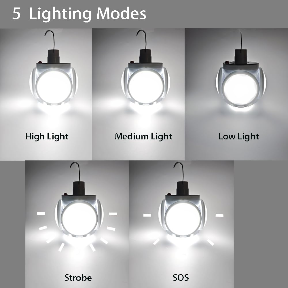Jearytop Folding Solar Camping Lights, 45 LED, USB Rechargeable, Waterproof, Outdoor Lantern, 4000mAh Battery, 3 Pack