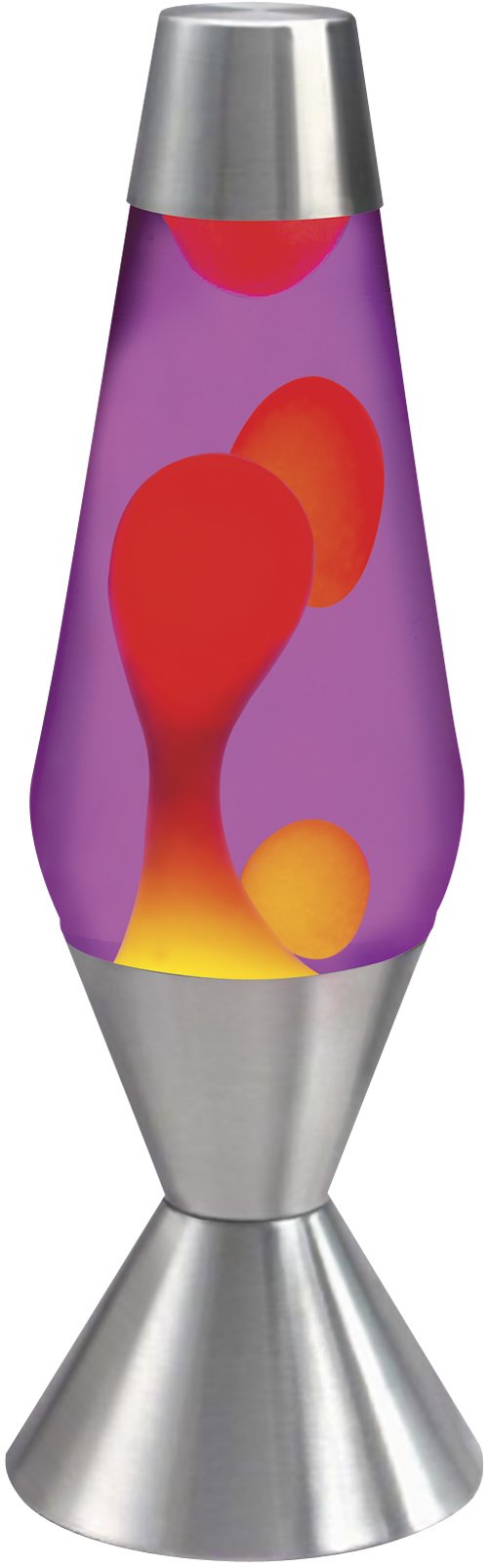 Lava The Original 16.3-Inch Silver Base Lamp With Yellow Wax In Purple Liquid, Yellow / Purple / Silver