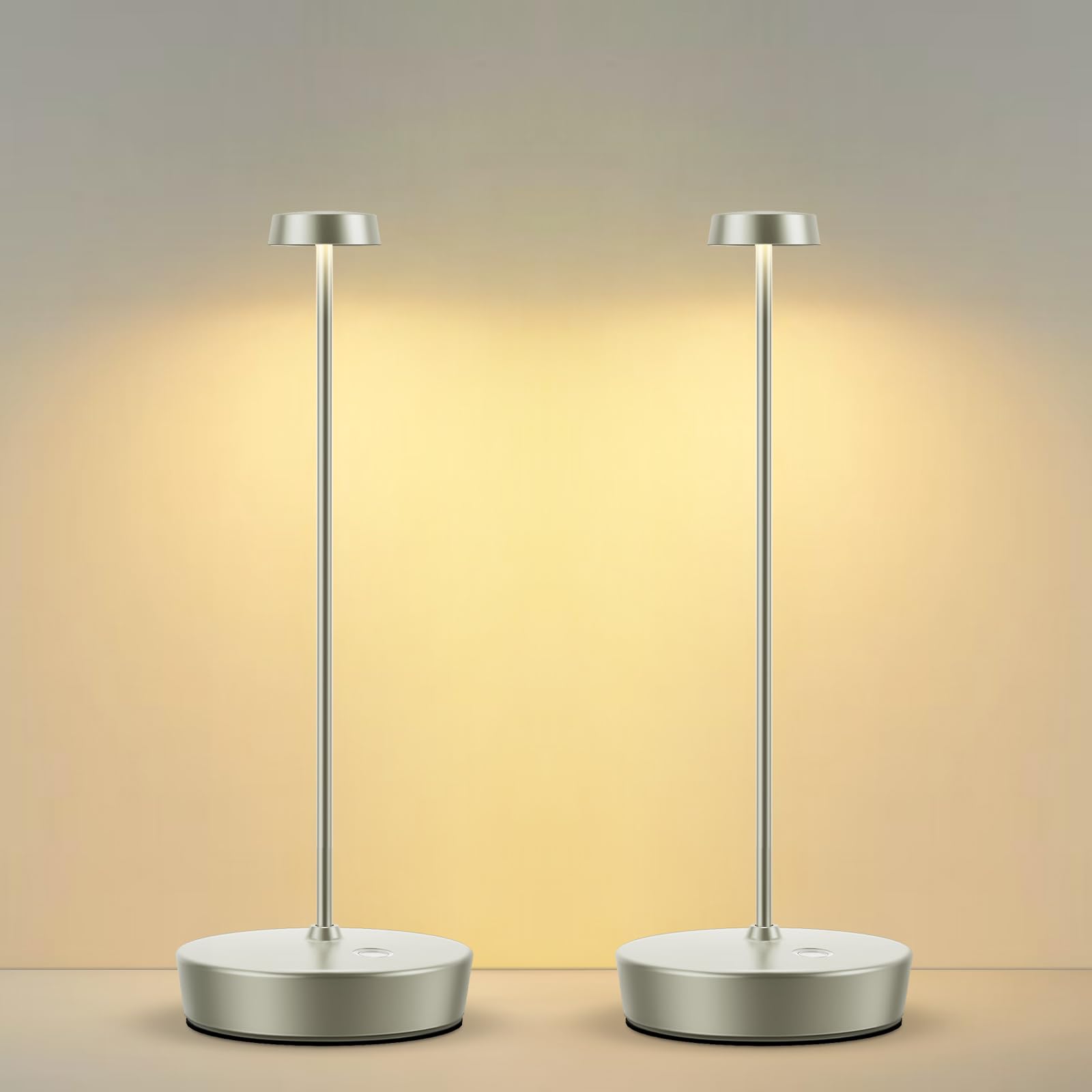 Sikevht Cordless Led Table Lamp 2Pack - Rechargeable, Dimmable, Portable Metal Light For Indoor/Outdoor