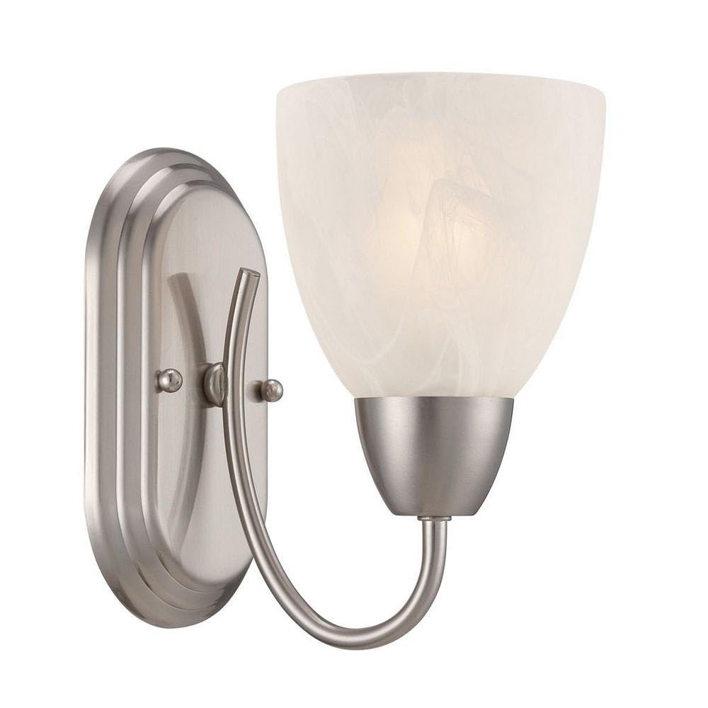 Designers Fountain Torino Wall Sconce, Alloy Steel, 8 in., Brushed Nickel, Silver, Model 15005-1B-35