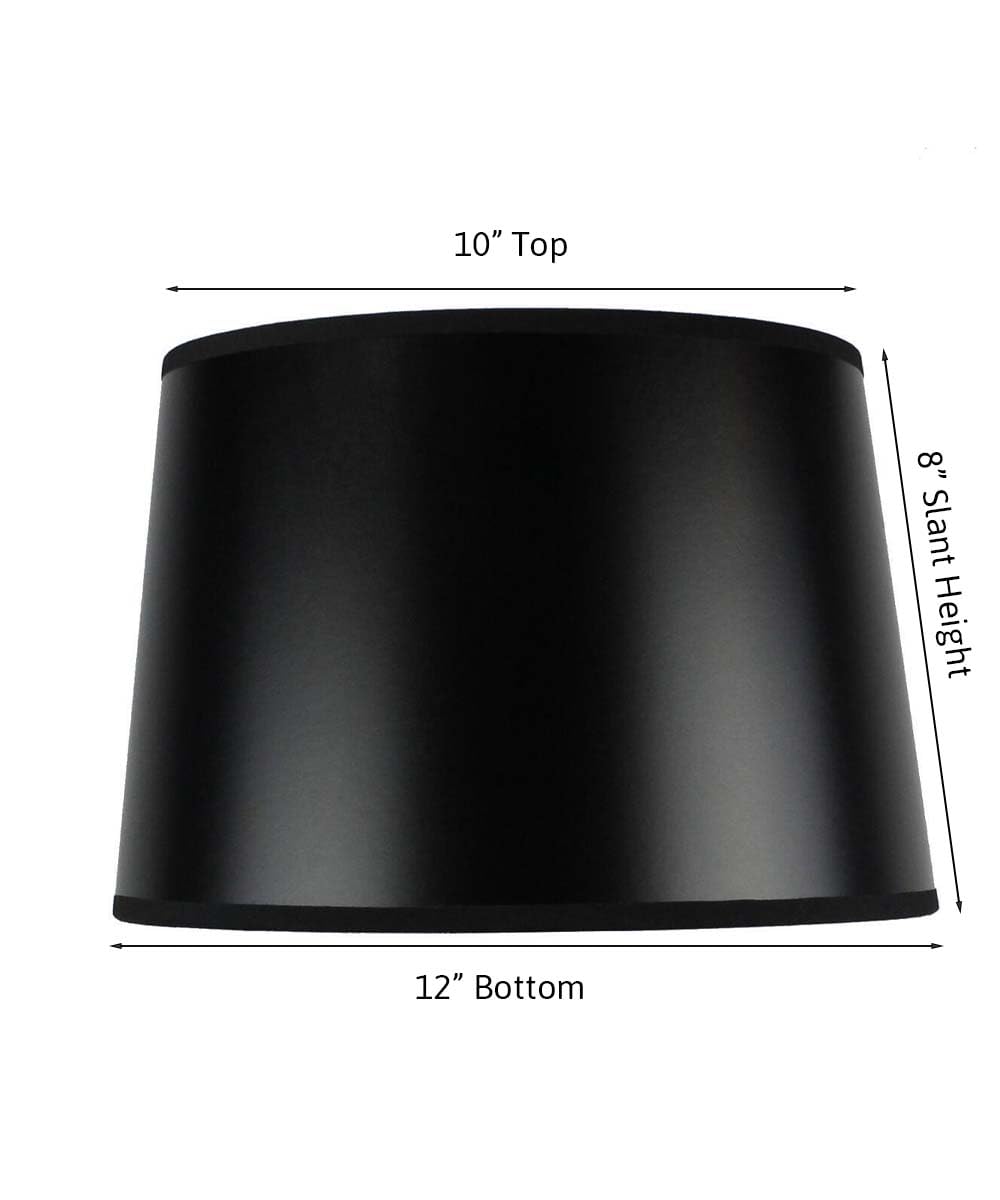 HomeConcept Hardback Drum Lampshade Black Parchment Brass Spider Fitter 10x12x08 Medium