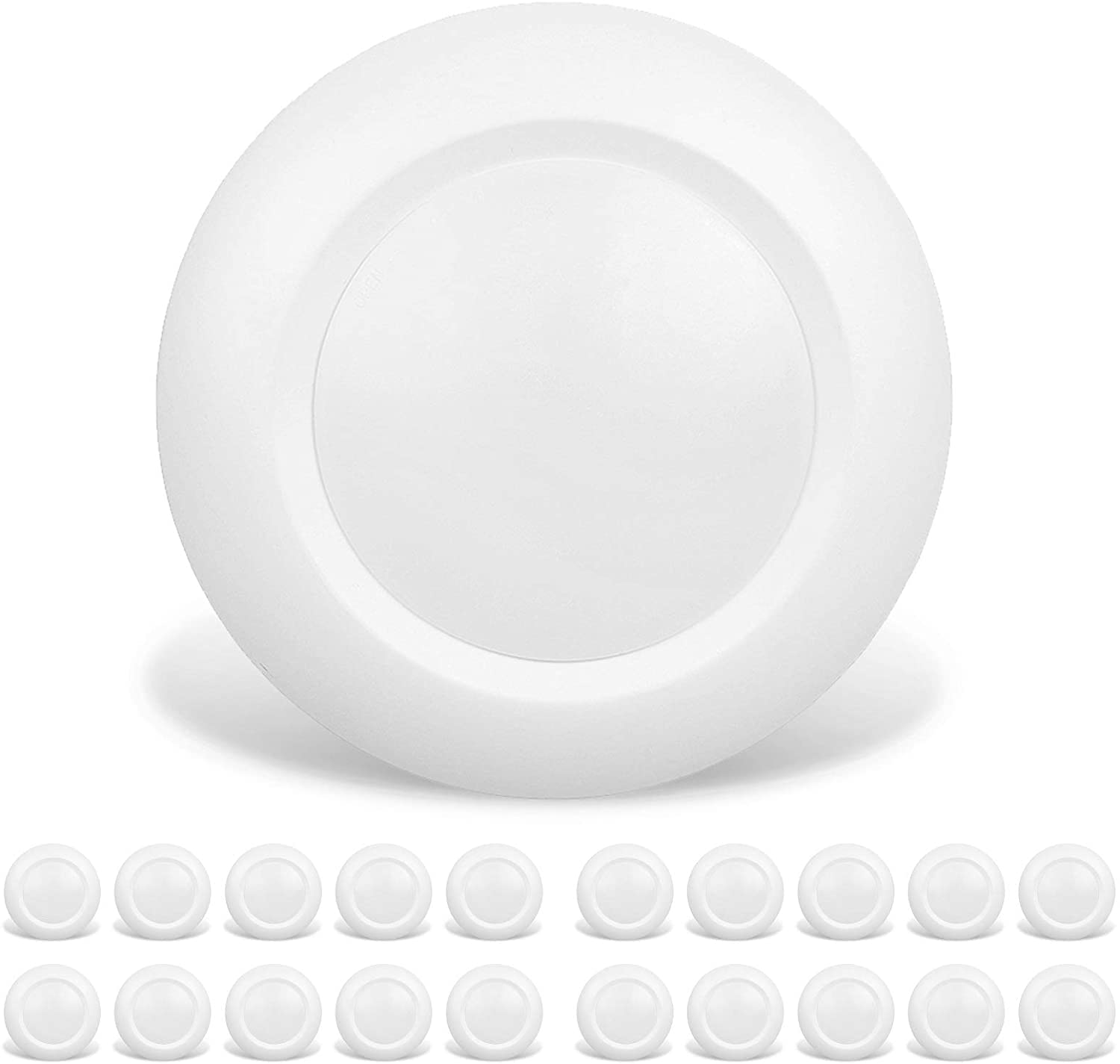 JULLISON 20 Packs 4 Inch LED Low Profile Recessed & Surface Mount Disk Light, Round, 10W, >600 Lumens, 3000K Warm White, CRI80, 