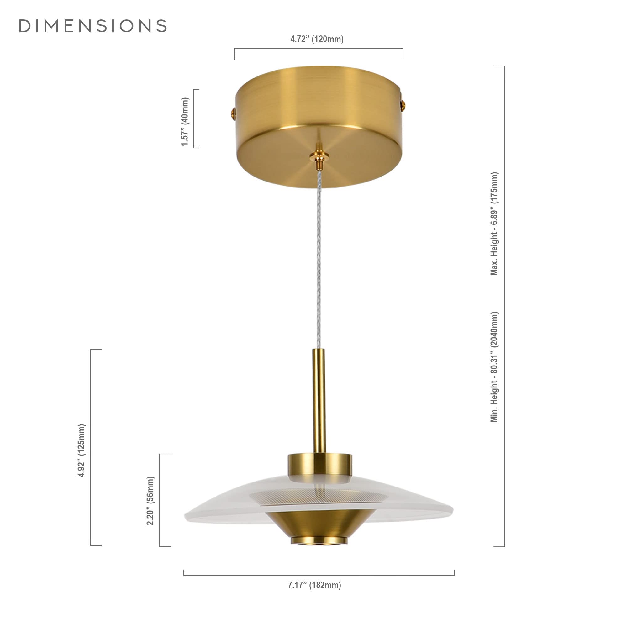 Vonn Lighting Ferrara 7&quot; Adjustable Led Pendant Light In Antique Brass, Etl Certified