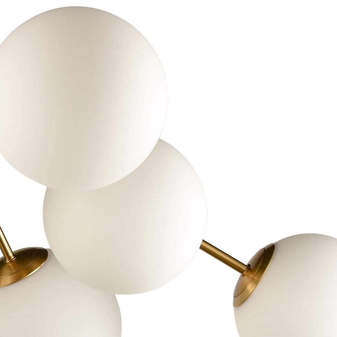 HOLKIRT 8-Light Globe Semi Flush Mount Ceiling Light, Brass Glass Mid Century Sputnik Chandelier, Model 723576372097