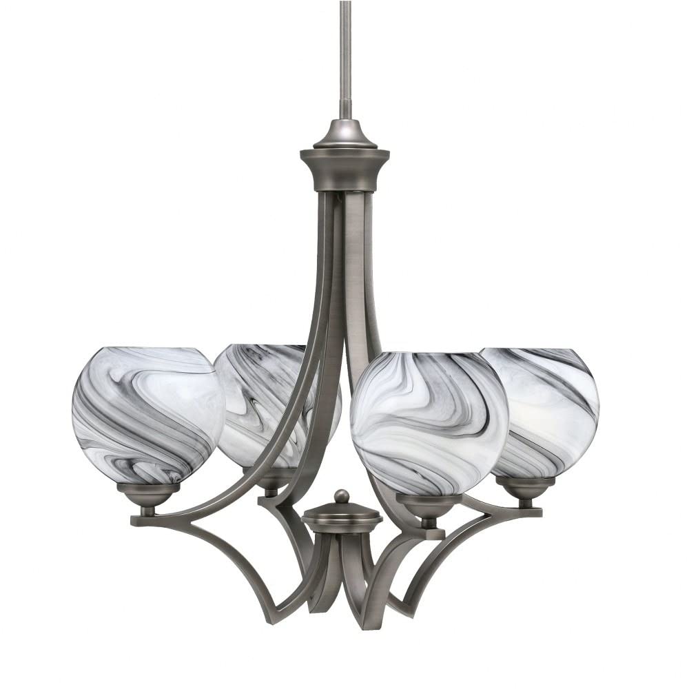 Toltec Lighting 564-Gp-4109 Zilo - 4 Light Uplight Chandelier-19.75 Inches Tall And 20.75 Inches Wide, Finish Color: Graphite, Glass Color: Onyx Swirl