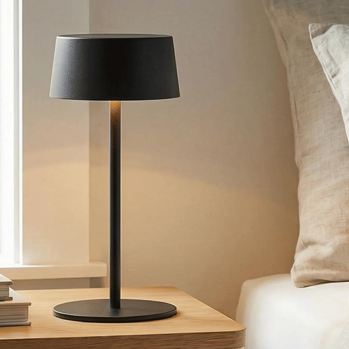 BHOTL Rechargeable Table Lamp, Cordless Touch Control Bedside Lamp - 2700K Warm LED, Stepless Dimmable, USB-C Charging, Small Mo
