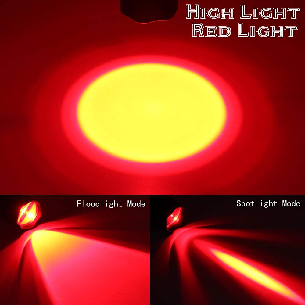 DARKBEAM Tactical LED Red Light Flashlight, Rechargeable, Pocket Size, Aluminum, Model 501B-S, Zoomable, Ideal for Fishing & Hunting