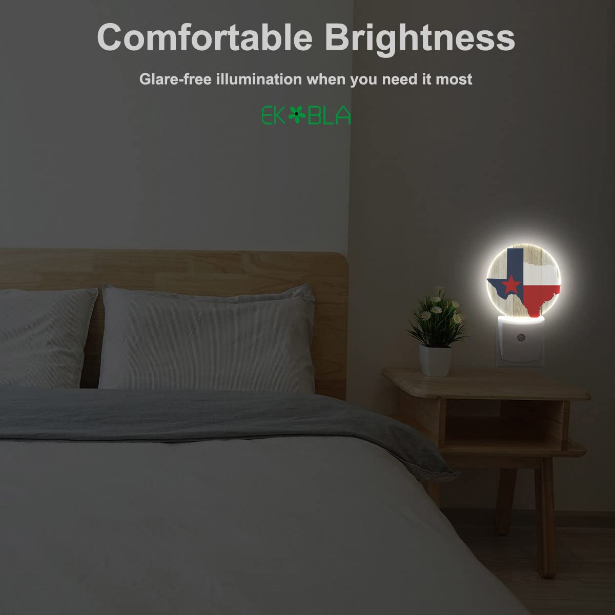 Ekobla Texas Flag Night Lights Plug Into Wall Texas State Rustic Night Light With Dusk To Dawn Sensor Led Round Lamp For Boys Gi