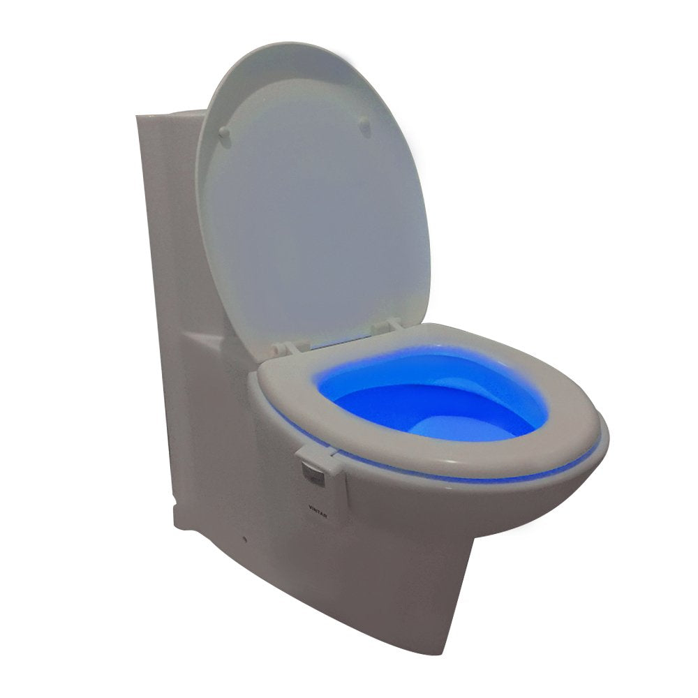 VINTAR 2 Packs LED Toilet Night Light, 16 Colors, Motion Sensor, 5 Stage Dimmer, Mini Size, White, Model VINTAR-MN-20160013